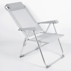 AKTIVE - Chaise Pliante Haute Avec Dossier Haut Réglable 5 Positions, Gris -Plein Air Camping Magasin aktive chaise pliante haute avec dossier haut reglable 5 positions gris 2