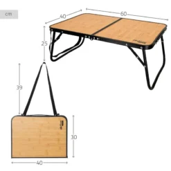 AKTIVE - Table De Camping Pliante Effet Bambou, 60x40x25 Cm -Plein Air Camping Magasin aktive table de camping pliante effet bambou 60x40x25 cm 3