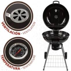 Barbecue Portable Rond Au Charbon De Bois Avec Couvercle Aktive -Plein Air Camping Magasin barbecue portable rond au charbon de bois avec couvercle aktive 2