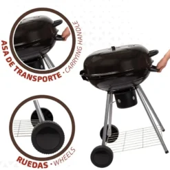 Barbecue Portable Rond Au Charbon De Bois Avec Couvercle Aktive -Plein Air Camping Magasin barbecue portable rond au charbon de bois avec couvercle aktive 5