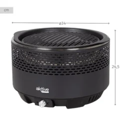 Barbecue Rond Noir Sans Fumée 2 En 1 Ø34 Cm Aktive -Plein Air Camping Magasin barbecue rond noir sans fumee 2 en 1 o34 cm aktive 3