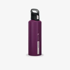 Quechua Gourde Alu 1L Avec Bouchon à Ouverture Rapide Pour La Randonnée - Violet
