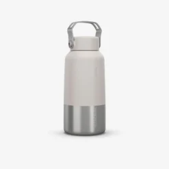 Quechua Gourde Inox 0,6L Avec Bouchon à Vis Pour La Randonnée - Blanc