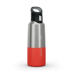 Quechua Gourde Isotherme Inox 0,8L Bouchon à Ouverture Rapide Pour La Randonnée - Rouge